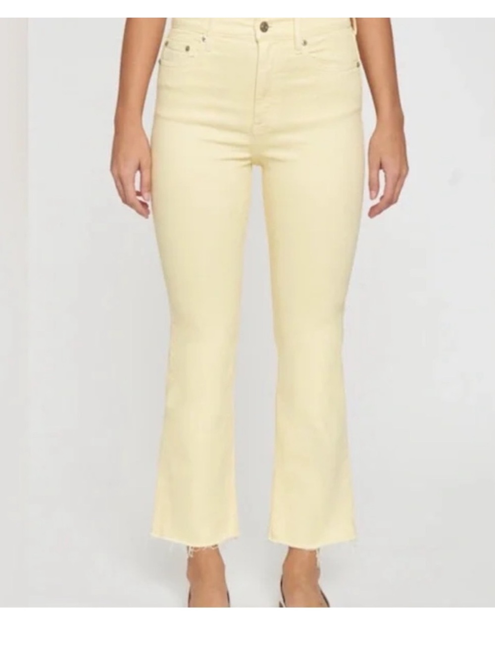 Daze denim just right Cropped Flare butter Yellow Jeans perfect condition 25
